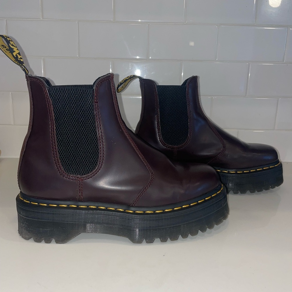 Dr. Martens Women's Dark Purple Platform Chelsea Boots